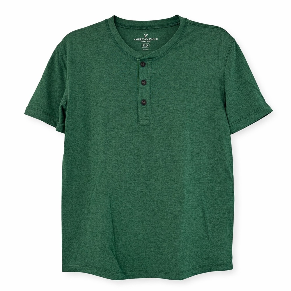 American Eagle Flex Henley Tee Green S